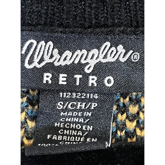 Wrangler Animal Print Sweater S Blue Crop Fuzzy Western Boho  Retro Southwest - Picture 2 of 10